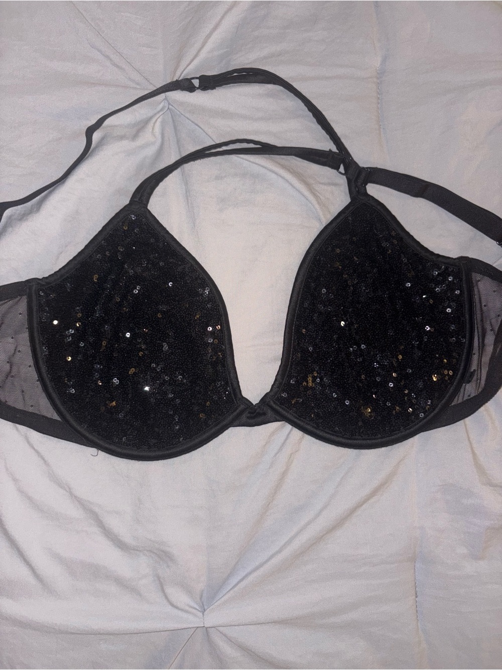 Source Unknown Black Sequin Demi Bra